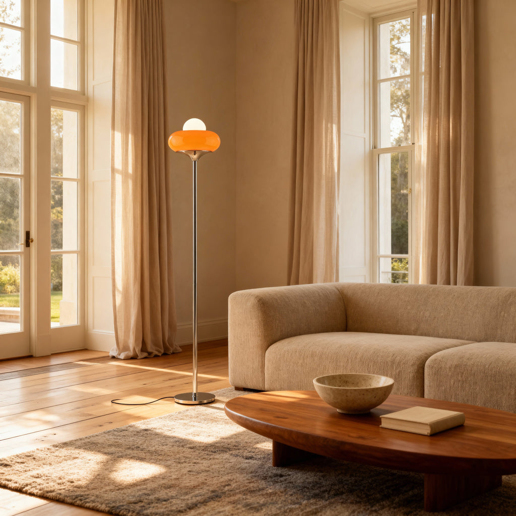 NovaLumen Stilvolle moderne Stehlampe aus Glas mit warmem Ambiente