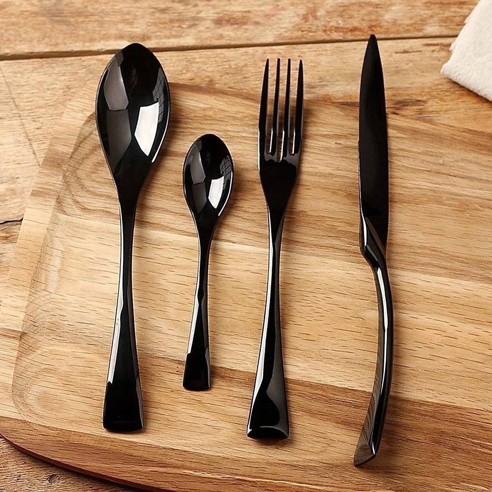 NoirLuxe Elegant Black Stainless Steel Cutlery Set