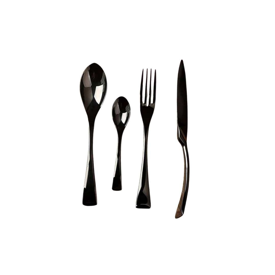 NoirLuxe Elegant Black Stainless Steel Cutlery Set