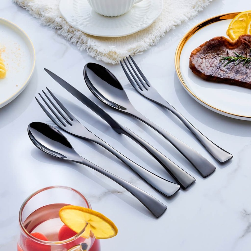 NoirLuxe Elegant Black Stainless Steel Cutlery Set