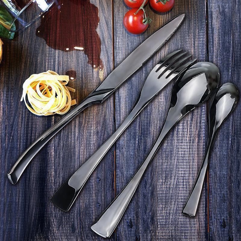 NoirLuxe Elegant Black Stainless Steel Cutlery Set