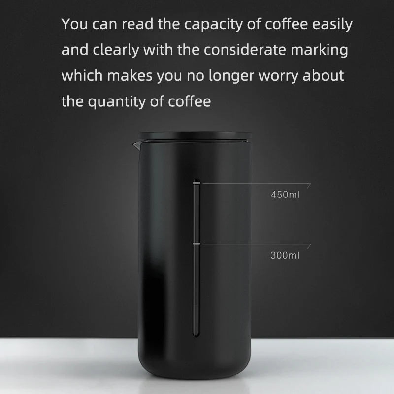 BrewMate Lehký 450ml French Press na kávu s nerezovým filtrem