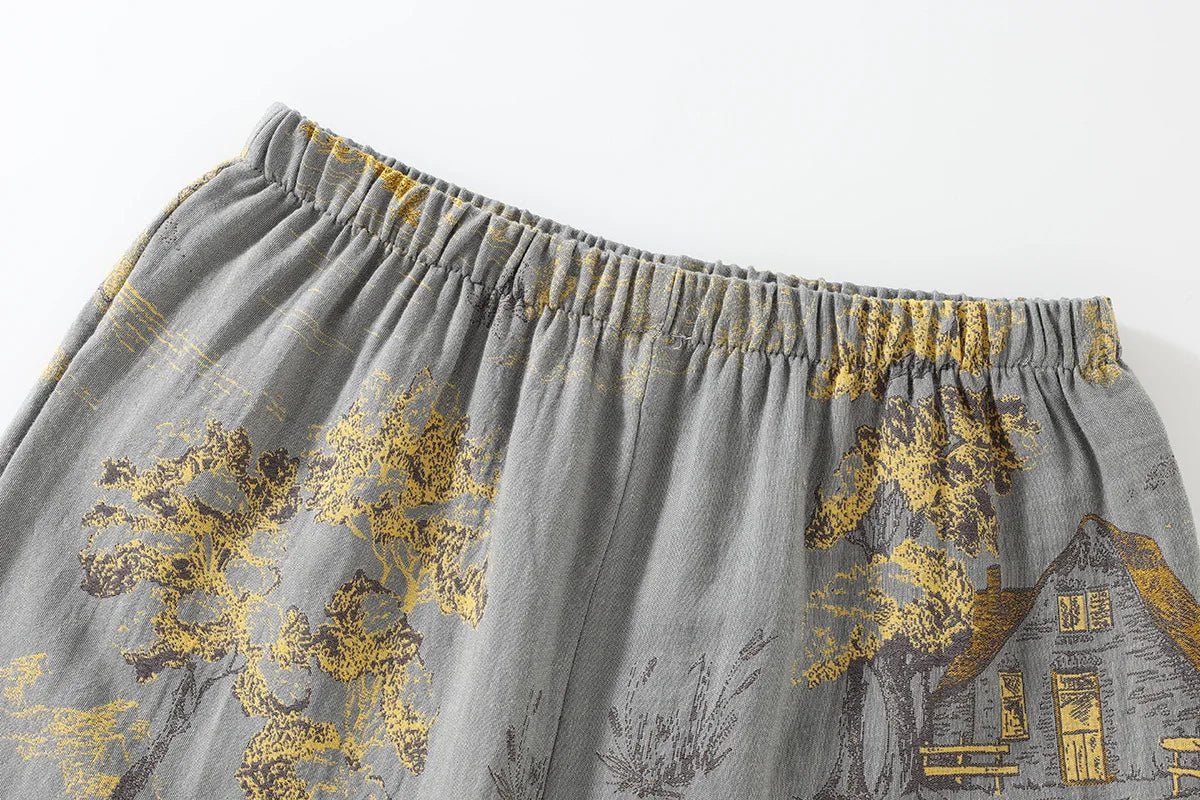 ArtLoom Künstlerisches Aquarell-Baumwoll-Kimono-Pyjama-Set für entspannten Komfort zu Hause