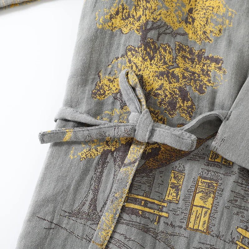 ArtLoom Künstlerisches Aquarell-Baumwoll-Kimono-Pyjama-Set für entspannten Komfort zu Hause