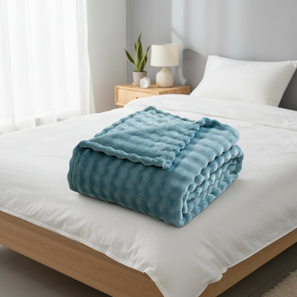 CozyNest 3D plyšová deka s bublinkovým vzorem pro všechny roční období doma