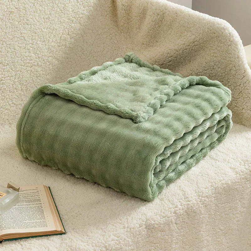 CozyNest 3D plyšová deka s bublinkovým vzorem pro všechny roční období doma