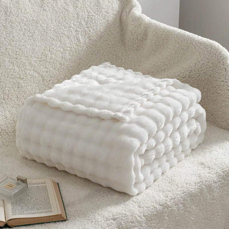 CozyNest 3D plyšová deka s bublinkovým vzorem pro všechny roční období doma