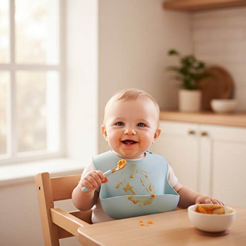 Flexible Silicone Baby Bib With Adjustable Neck And Waterproof Surface