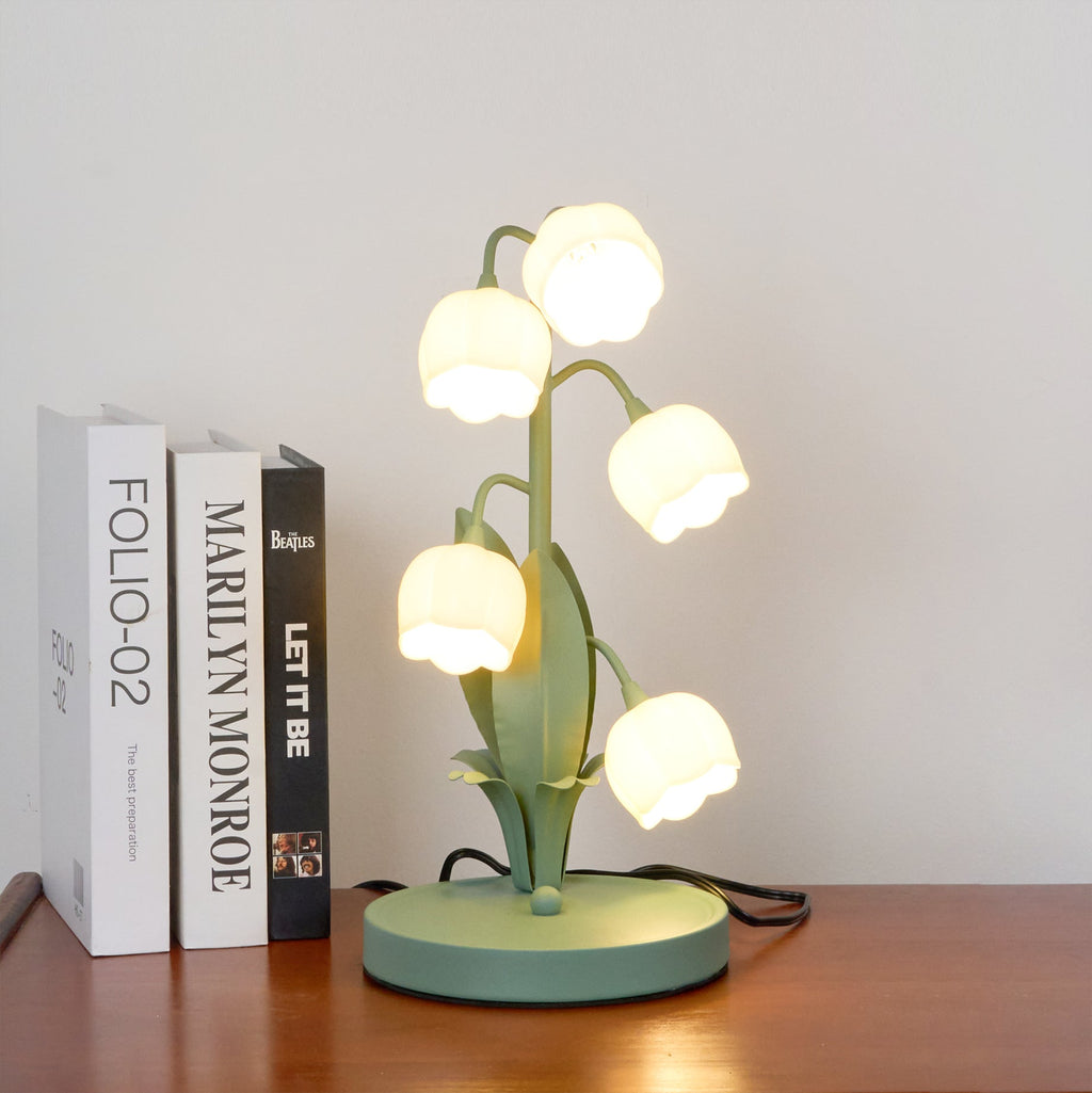 Candeeiro de Mesa Bell Orchid Iluminação Interior Floral Delicada