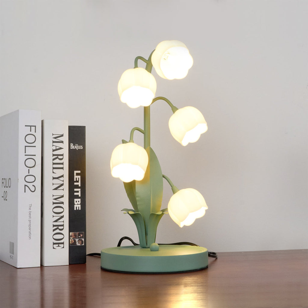 Candeeiro de Mesa Bell Orchid Iluminação Interior Floral Delicada