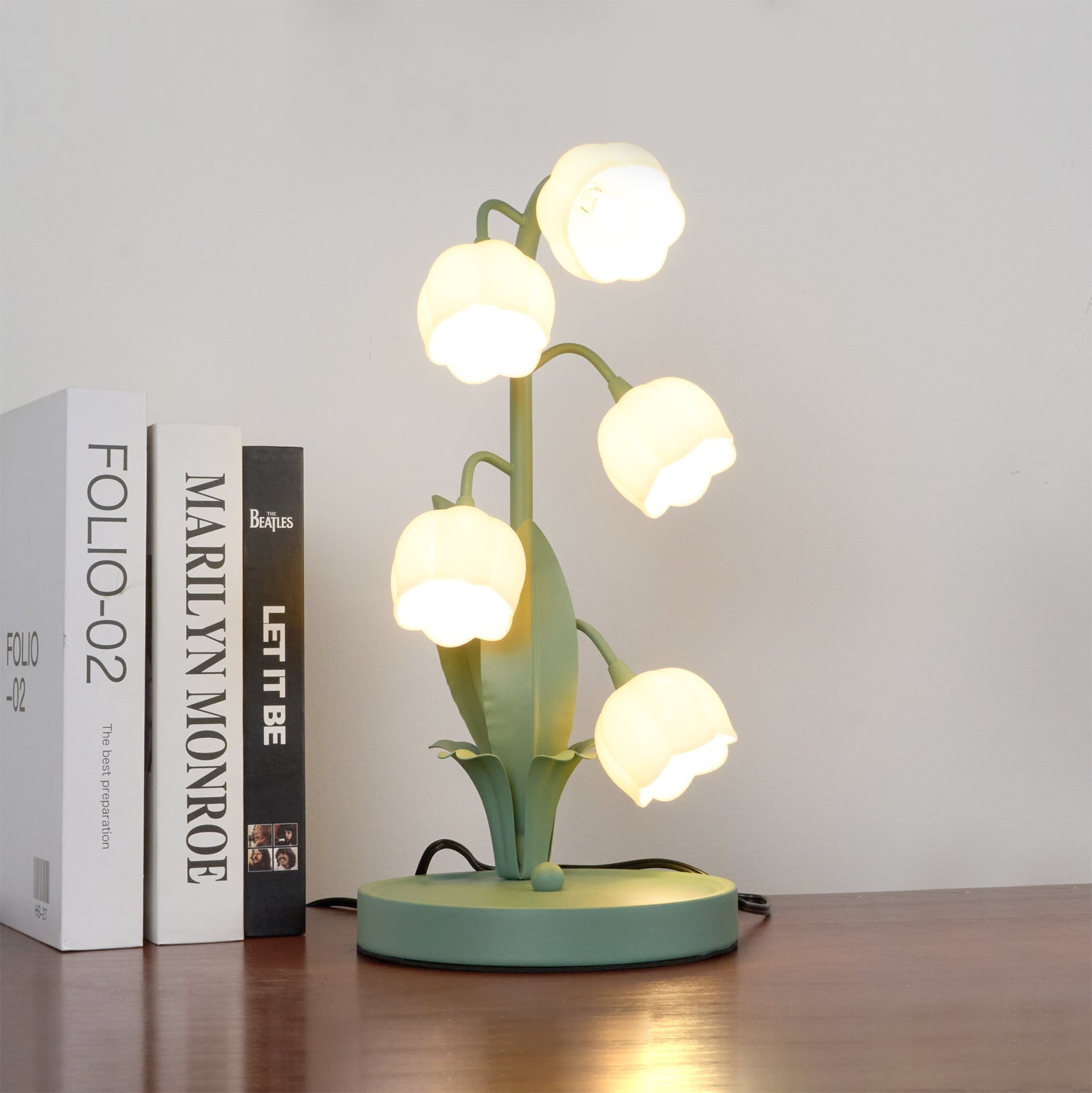 Candeeiro de Mesa Bell Orchid Iluminação Interior Floral Delicada