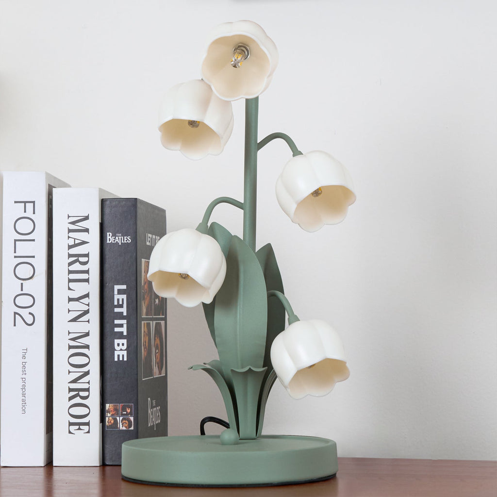 Candeeiro de Mesa Bell Orchid Iluminação Interior Floral Delicada