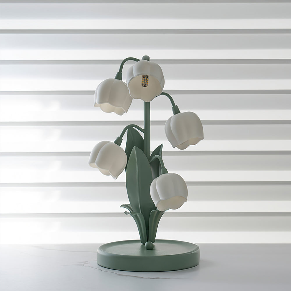 Candeeiro de Mesa Bell Orchid Iluminação Interior Floral Delicada