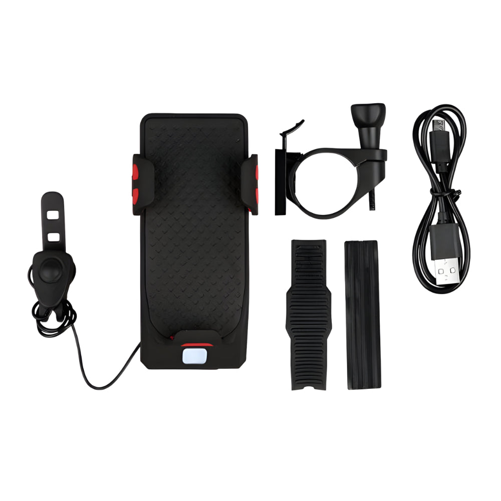 All-in-One-Fahrradlicht mit Telefonhalterung, Hupe und Powerbank