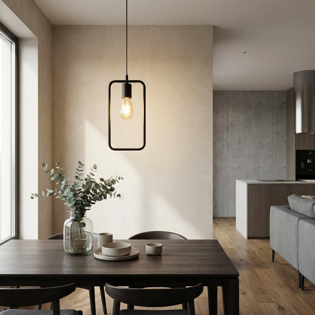 Suspension à cadre rectangulaire en métal noir, design moderne, 24x12 pouces | Rosalyssa