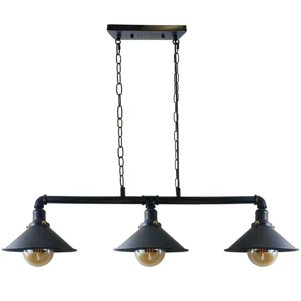 Industrial Black Metal Ceiling Lamp, 3-E27 Vintage Style For Dining Room And Kitchen