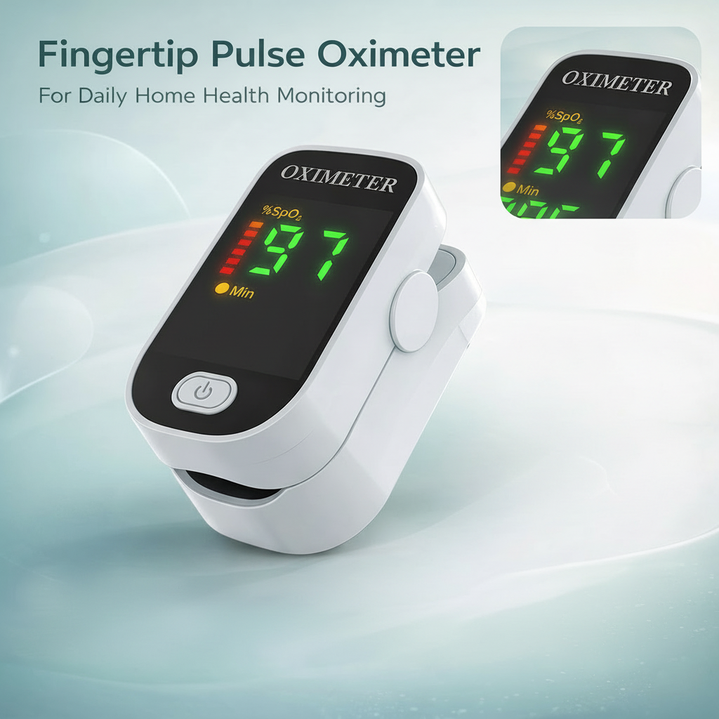 Portable Blood Oxygen And Heart Rate Monitor With Digital Readouts For Home Use