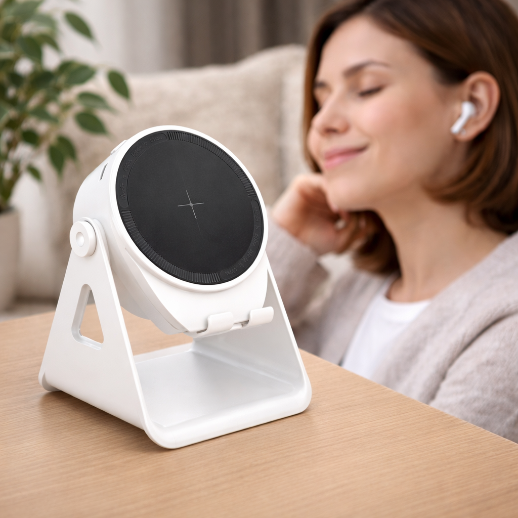 Kabelloses Ladegerät mit Bluetooth-Lautsprecher und induktivem Handyhalter