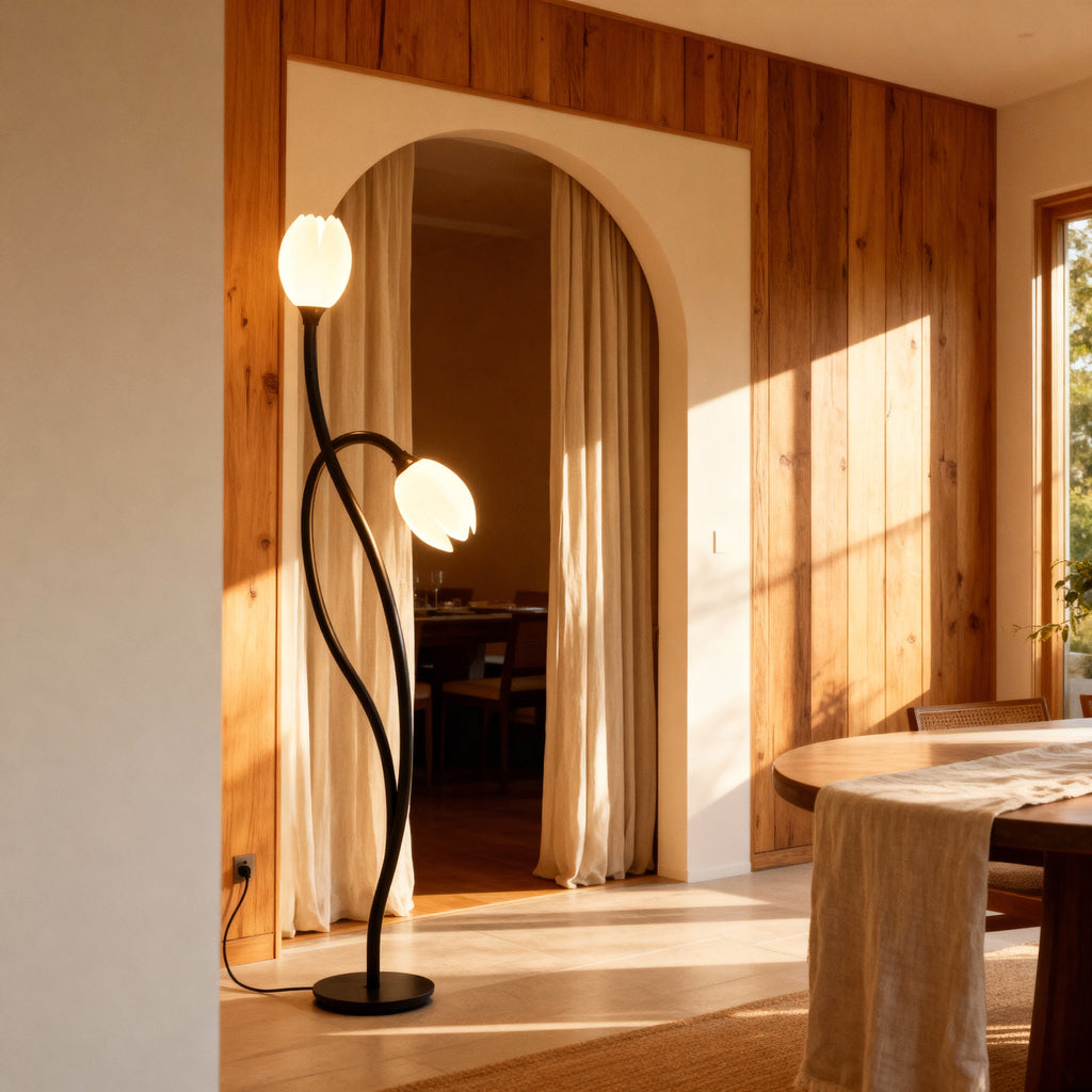 BloomLume Elegancka nowoczesna lampa stołowa do salonu lub sypialni