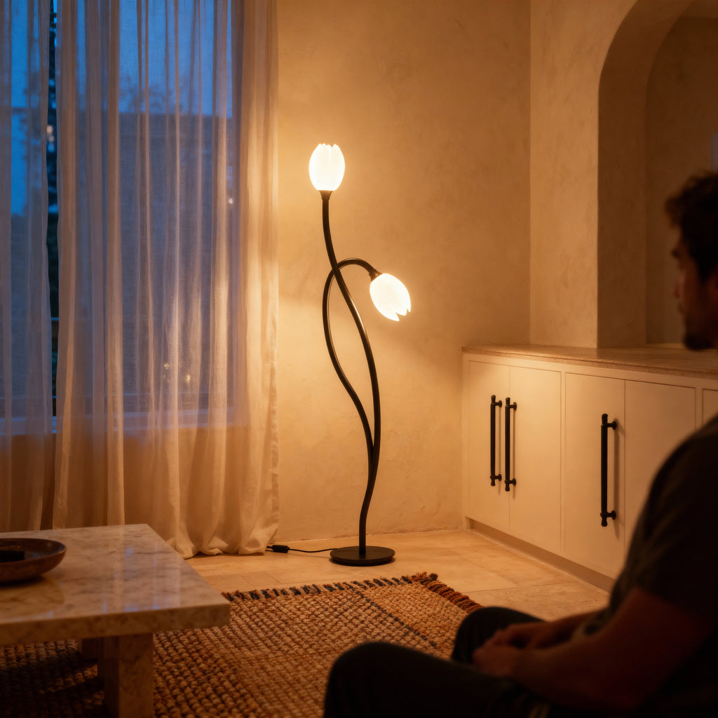 BloomLume Elegancka nowoczesna lampa stołowa do salonu lub sypialni