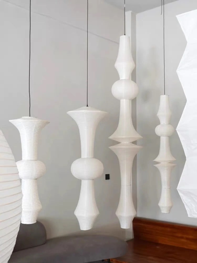 Luma-valaisimet, joissa on veistoksellinen muoto ja japanilainen geometrinen minimalismi
