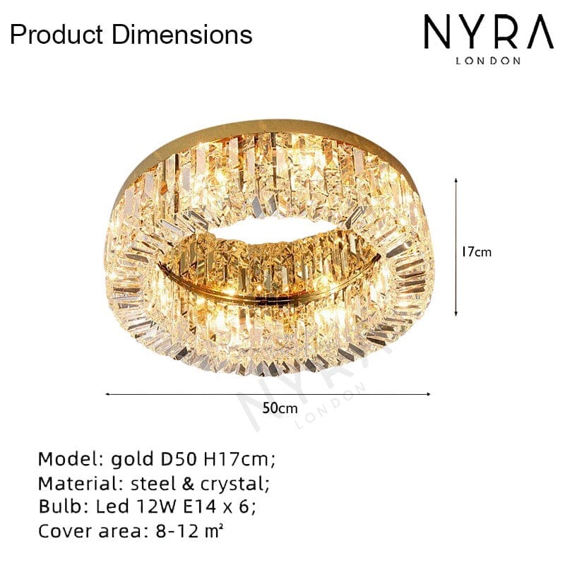 Aurelia Ring Crystal -kattokruunu tyylikkäisiin eteisiin ja olohuoneisiin