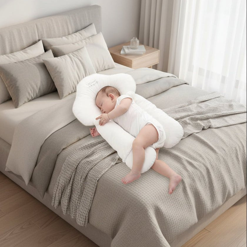 Perna organică NestEase pentru bebeluși, pentru susținere delicată a gâtului și somn liniștit
