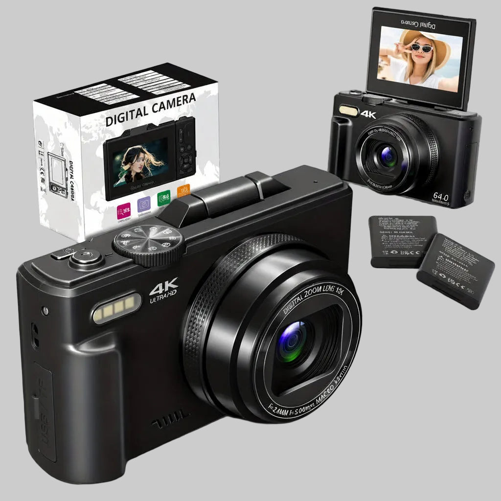 Compact 4K Digital Camera With WiFi And Flip Screen For Vlogging