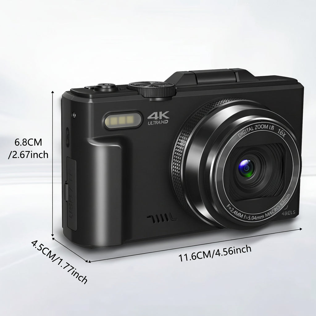 Compact 4K Digital Camera With WiFi And Flip Screen For Vlogging