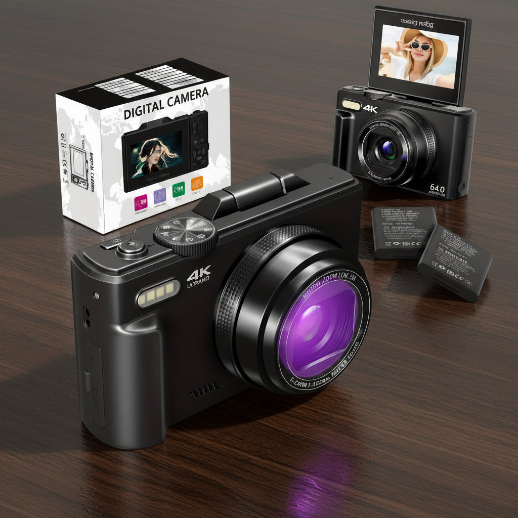 Compact 4K Digital Camera With WiFi And Flip Screen For Vlogging