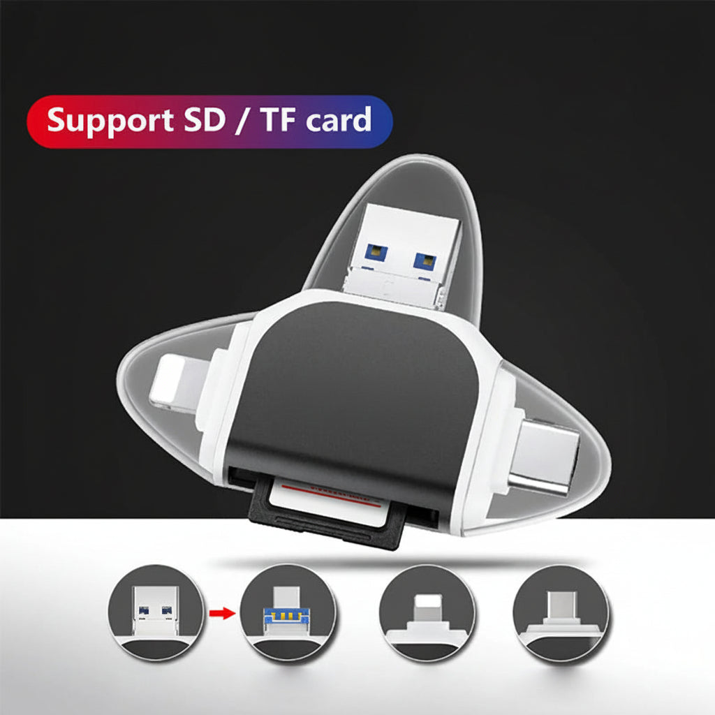 Four In One USB C Card Reader For SD And Micro SD Data Transfer
