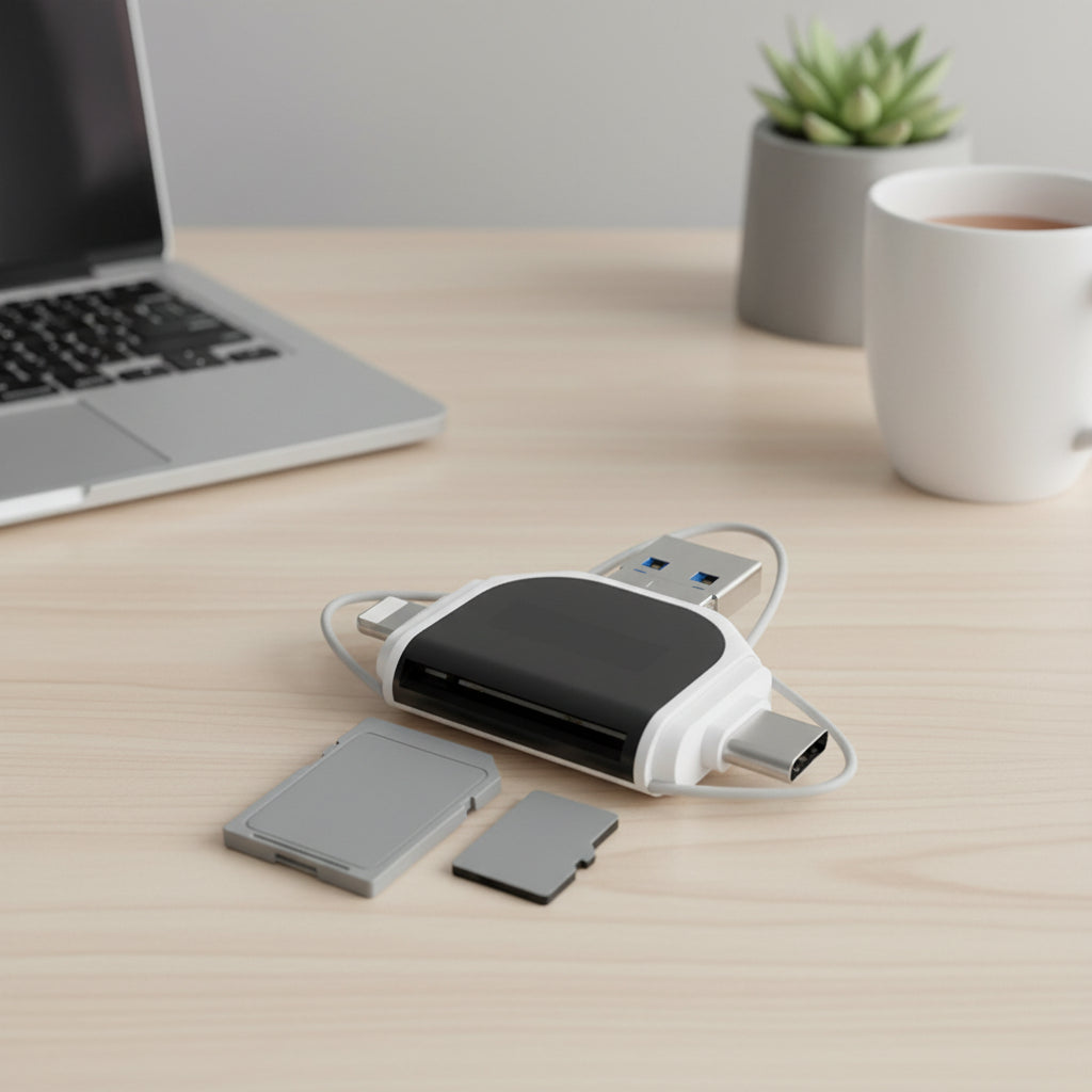 Four In One USB C Card Reader For SD And Micro SD Data Transfer