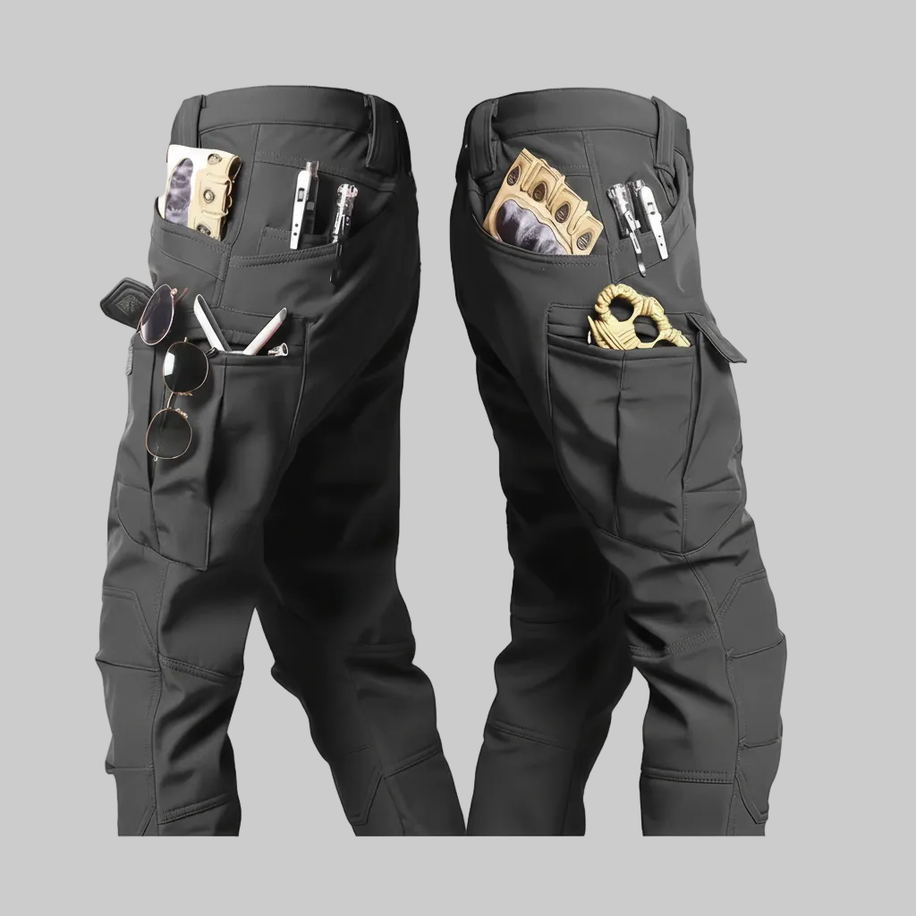 Tactical Fleece-Lined Pants With Cargo Pockets For Outdoor Wear