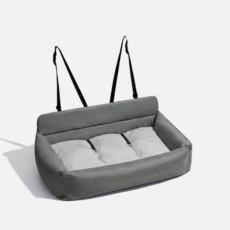 TrailNest Large Washable Dog Car Bed With Secure Straps And Non Slip Bottom