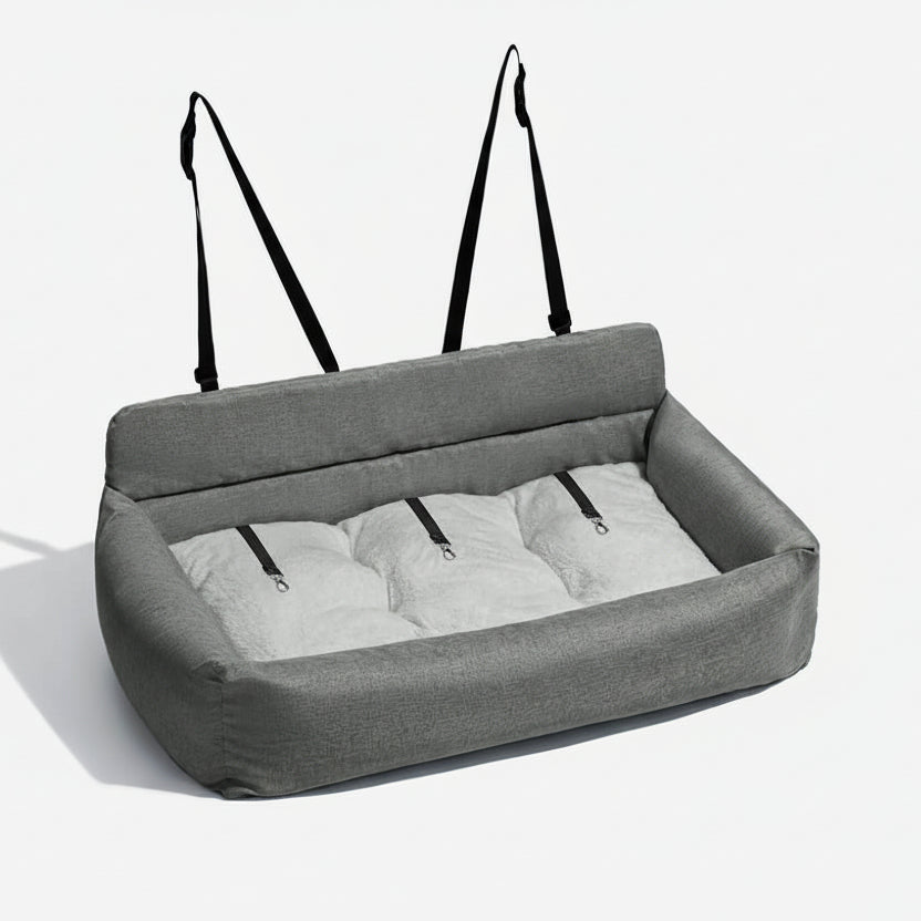TrailNest Large Washable Dog Car Bed With Secure Straps And Non Slip Bottom