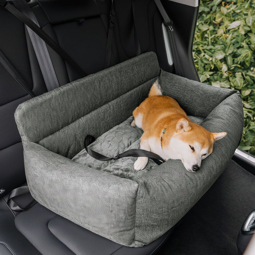TrailNest Large Washable Dog Car Bed With Secure Straps And Non Slip Bottom