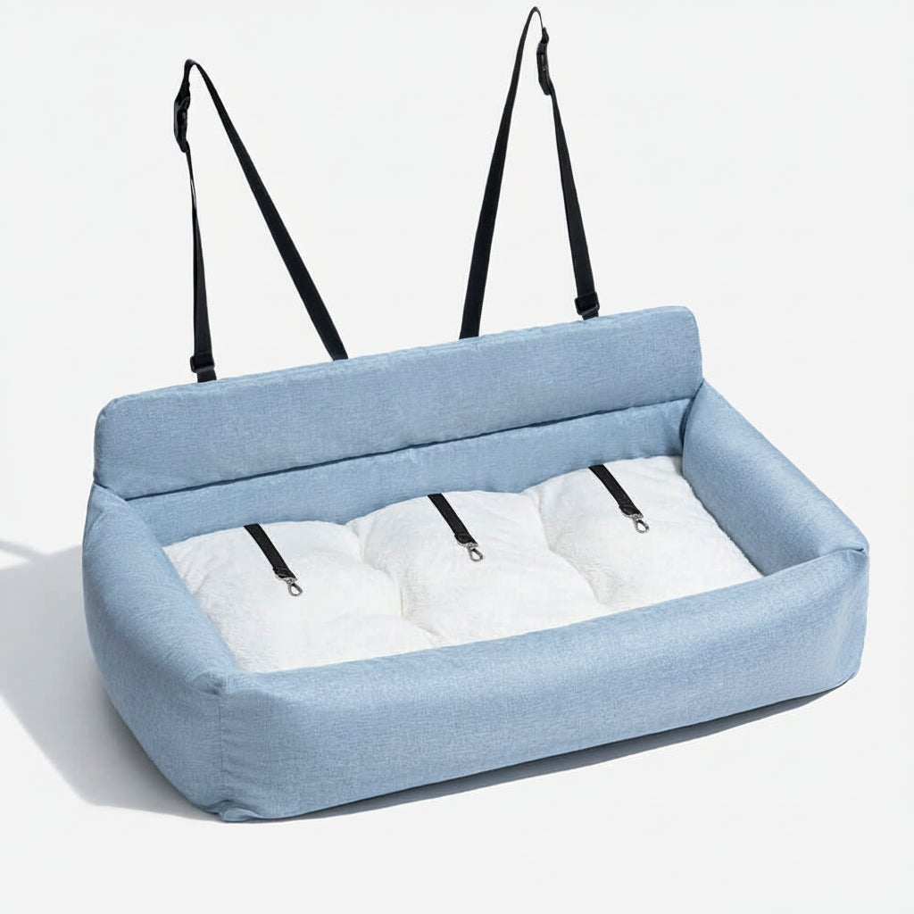 TrailNest Large Washable Dog Car Bed With Secure Straps And Non Slip Bottom