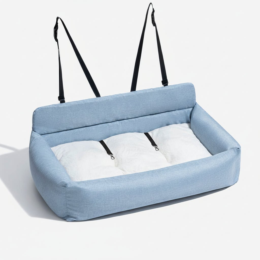 TrailNest Large Washable Dog Car Bed With Secure Straps And Non Slip Bottom