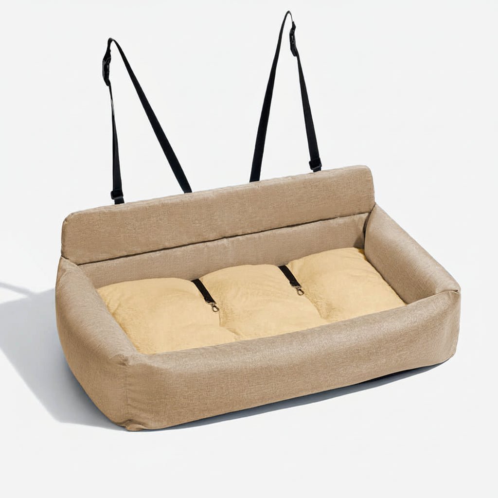 TrailNest Large Washable Dog Car Bed With Secure Straps And Non Slip Bottom