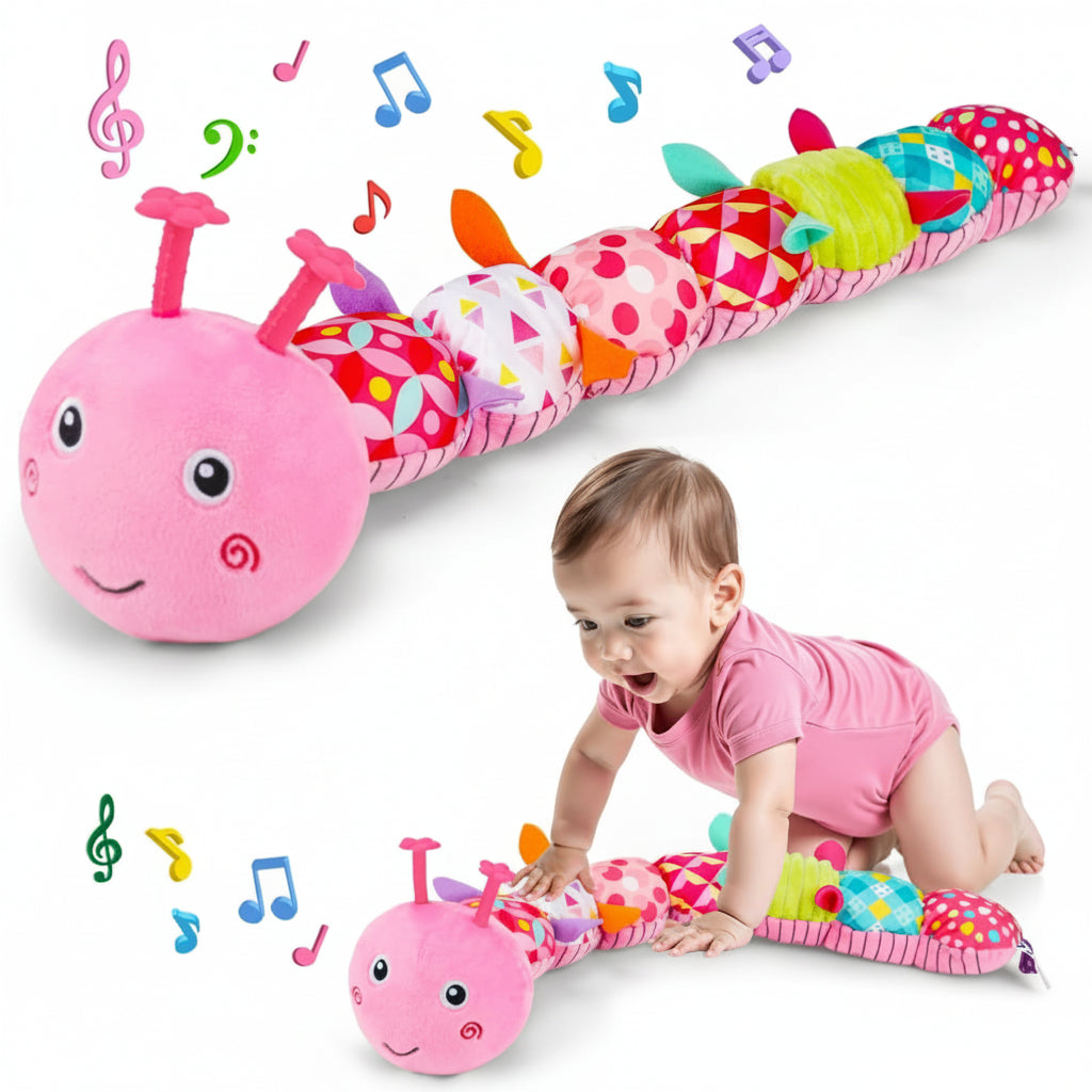 Kæmpe larve blød legetøj med musik til babyens sanser og mavetid