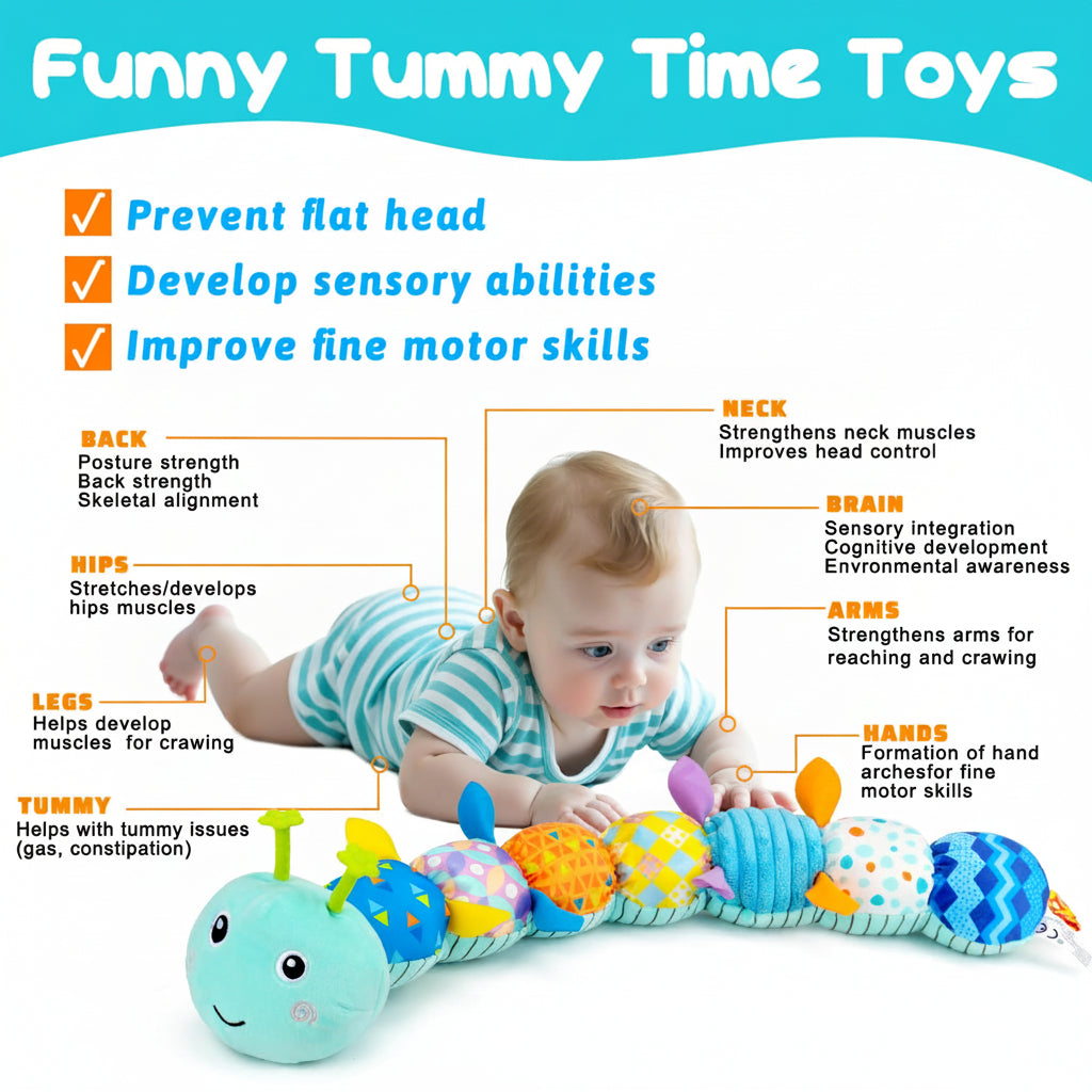 Caterpillar Plush Toy With Music For Baby Sensory And Tummy Time