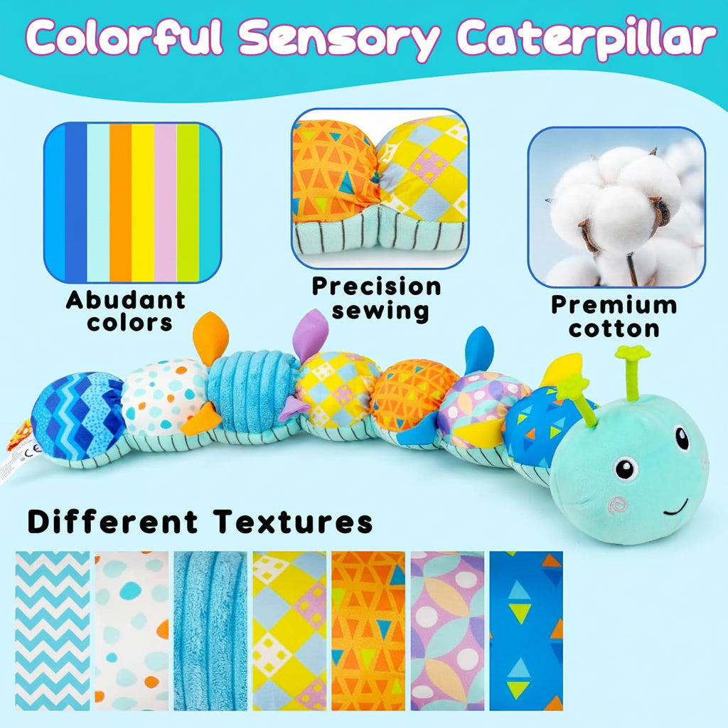 Caterpillar Plush Toy With Music For Baby Sensory And Tummy Time