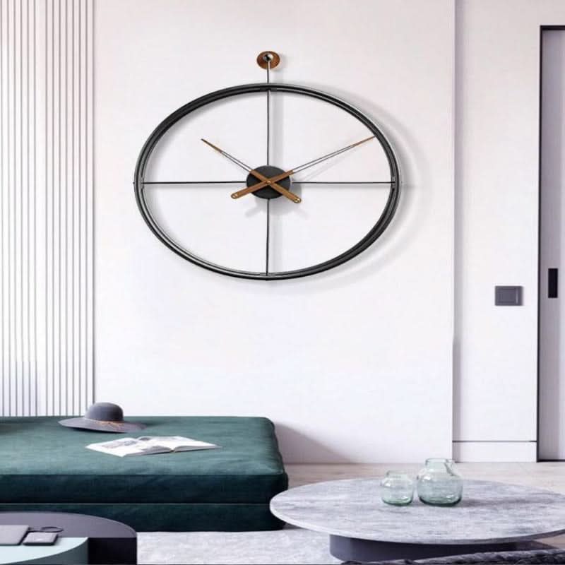 NovaGlow 50cm Gold and Black Metal Wall Clock as an Eye Catcher