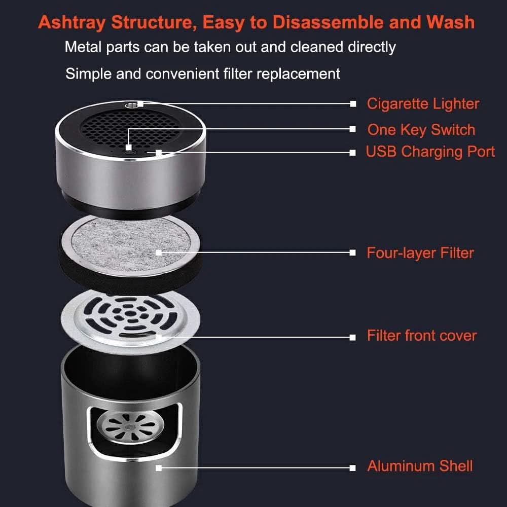 AeroPure Intelligenter Aschenbecher mit USB-Luftreinigungssystem