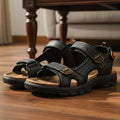 Alderon Ergonomische Herren-Ledersandalen mit gepolstertem Halt und Klettverschluss