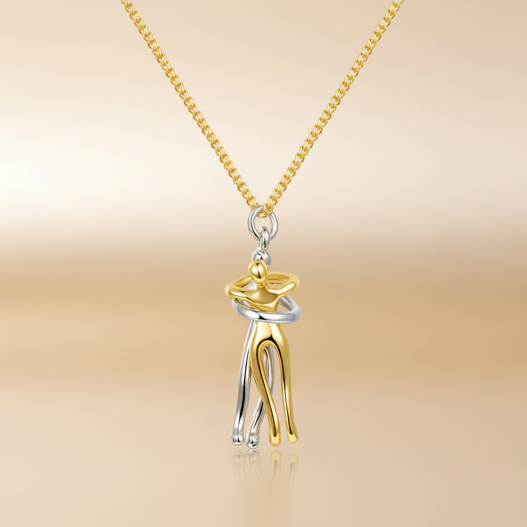 Collana da coppia in acciaio inossidabile con ciondolo finitura oro e argento