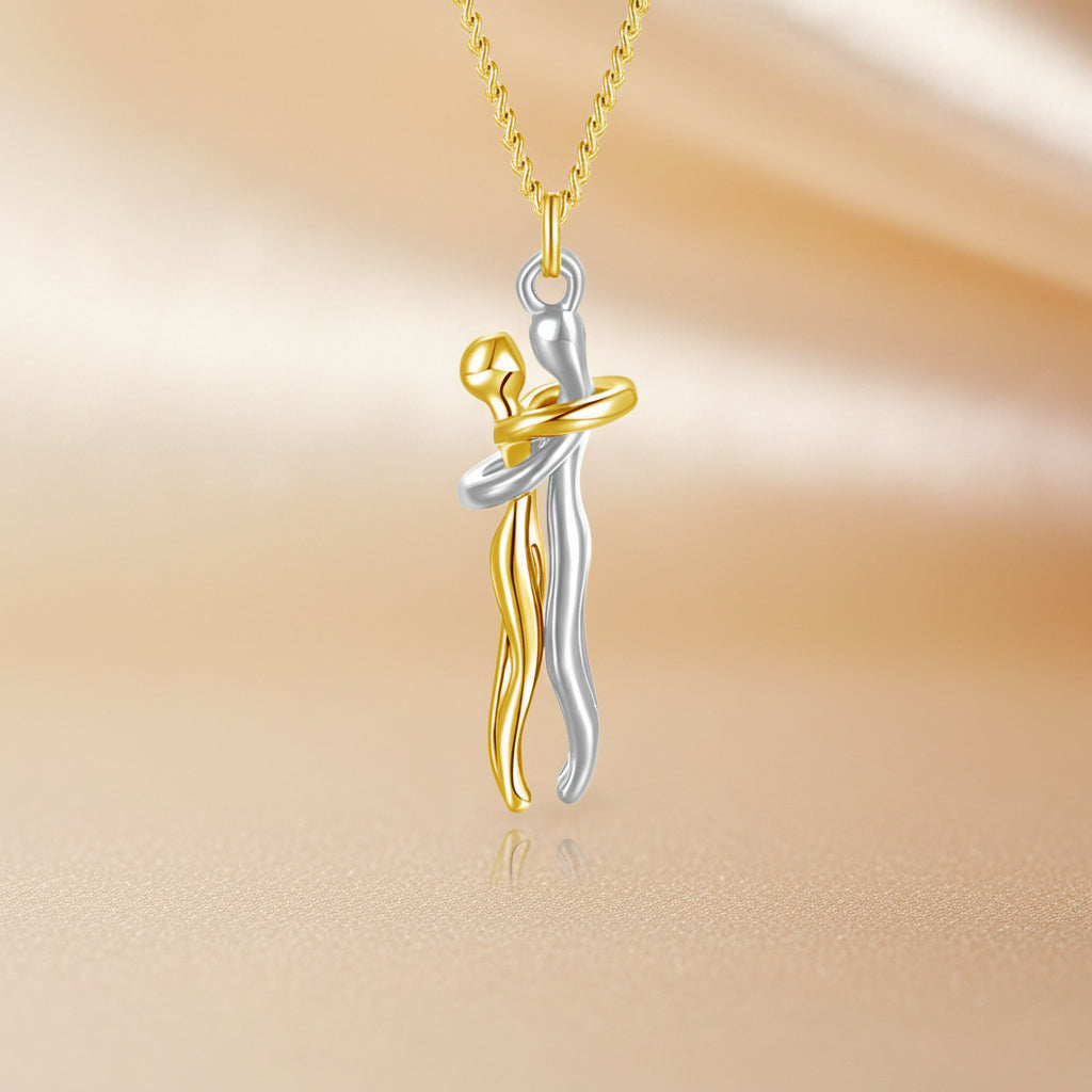 Collana da coppia in acciaio inossidabile con ciondolo finitura oro e argento
