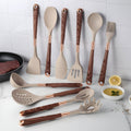 Aurelia Kitchen Elegant Silicone Utensil Set With Wood Look Handles