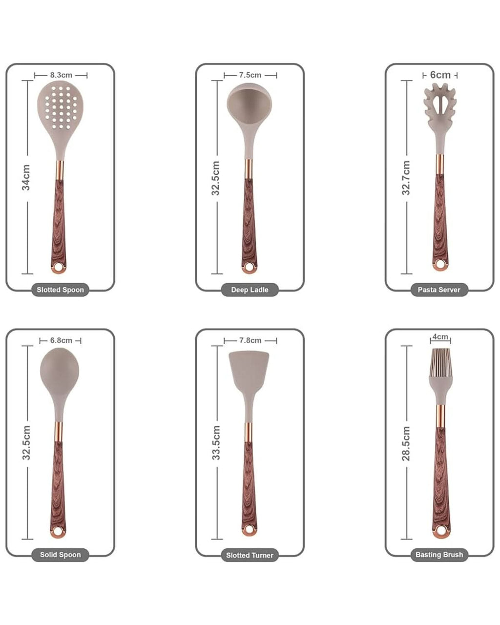 Aurelia Kitchen Elegant Silicone Utensil Set With Wood Look Handles