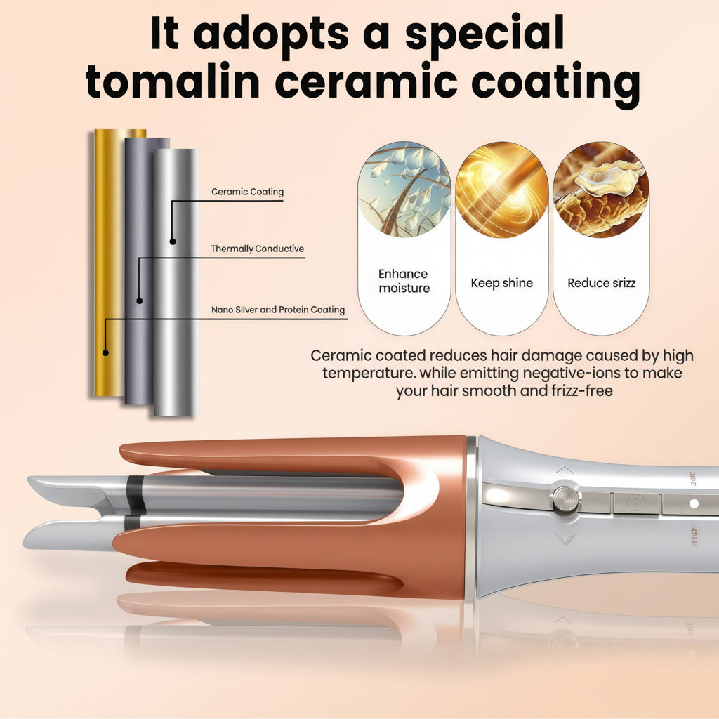 Automatic Ceramic Hair Curler With Rotating Barrel For Soft Waves